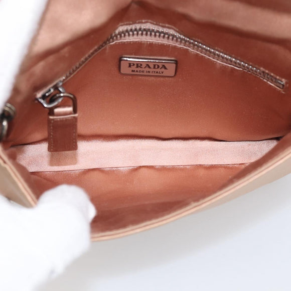 PRADA Chain Hand Bag Satin Pink Silver Auth 213726