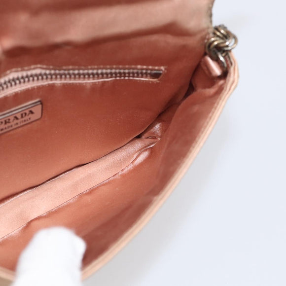 PRADA Chain Hand Bag Satin Pink Silver Auth 213726