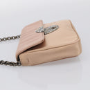 PRADA Chain Hand Bag Satin Pink Silver Auth 213726-4