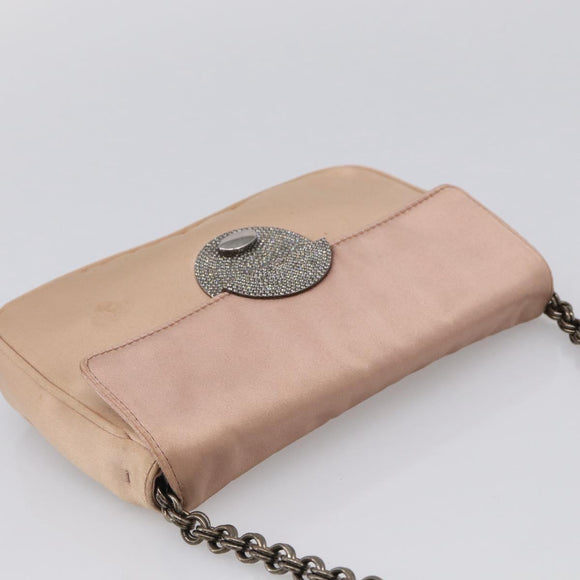 PRADA Chain Hand Bag Satin Pink Silver Auth 213726