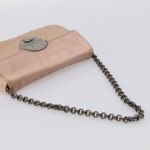 PRADA Chain Hand Bag Satin Pink Silver Auth 213726