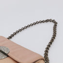 PRADA Chain Hand Bag Satin Pink Silver Auth 213726-8