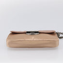 PRADA Chain Hand Bag Satin Pink Silver Auth 213726-9