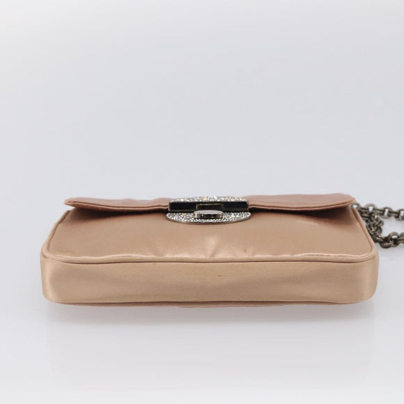 PRADA Chain Hand Bag Satin Pink Silver Auth 213726