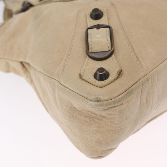 Balenciaga The First Hand Bag Leather Beige 103208 Auth 213727A