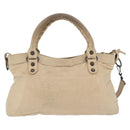 Balenciaga The First Hand Bag Leather Beige 103208 Auth 213727A-3