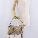 Balenciaga The First Hand Bag Leather Beige 103208 Auth 213727A-30