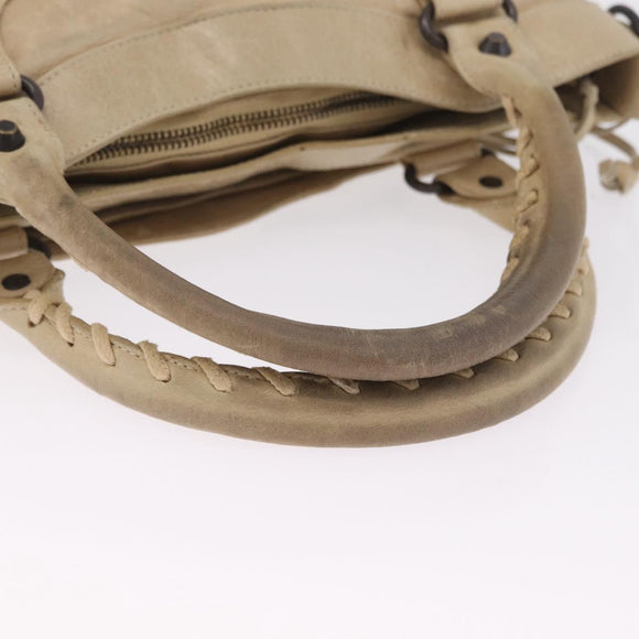 Balenciaga The First Hand Bag Leather Beige 103208 Auth 213727A