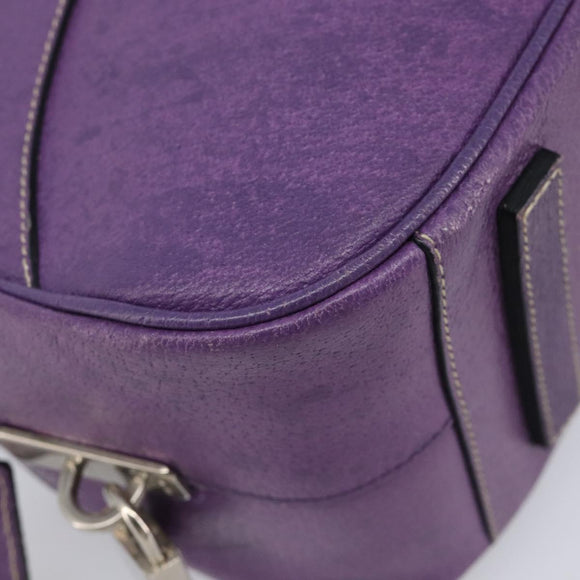 PRADA Tote Bag Leather Purple Silver Auth 213733