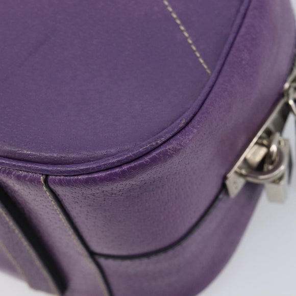 PRADA Tote Bag Leather Purple Silver Auth 213733