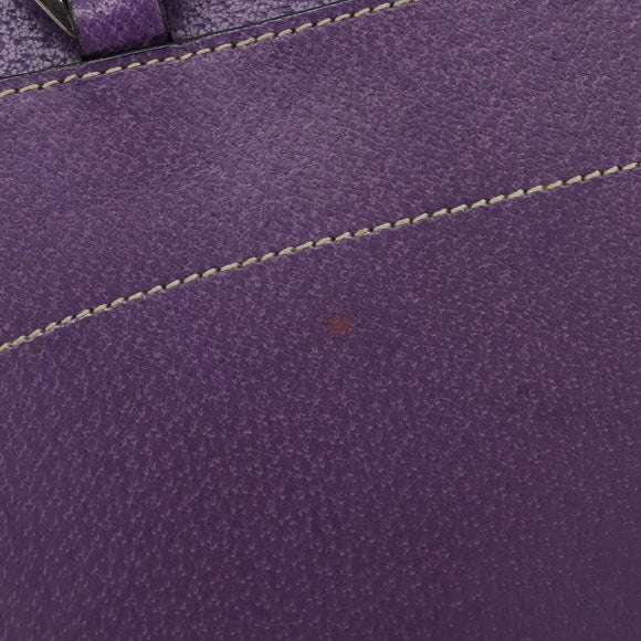 PRADA Tote Bag Leather Purple Silver Auth 213733