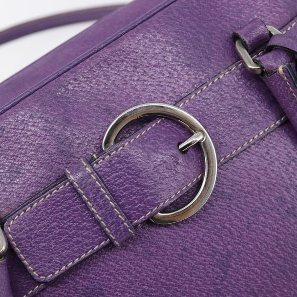 PRADA Tote Bag Leather Purple Silver Auth 213733