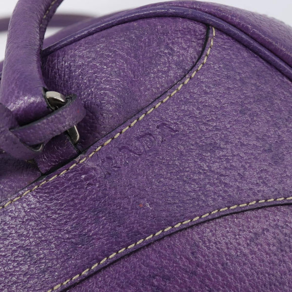 PRADA Tote Bag Leather Purple Silver Auth 213733