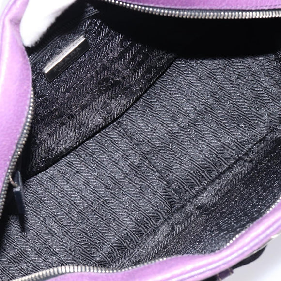 PRADA Tote Bag Leather Purple Silver Auth 213733
