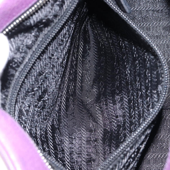 PRADA Tote Bag Leather Purple Silver Auth 213733