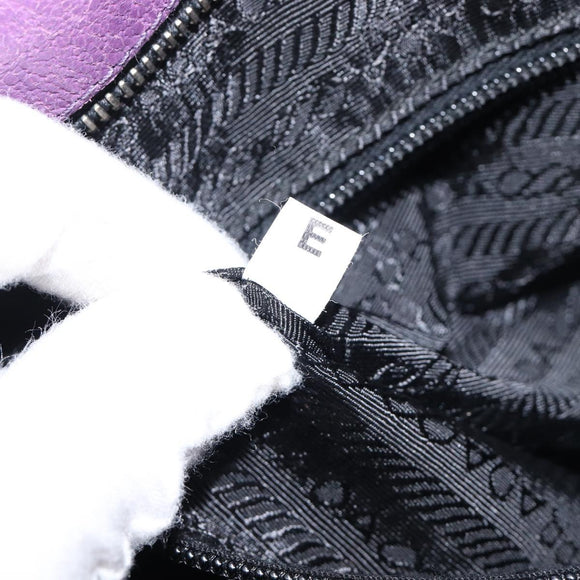 PRADA Tote Bag Leather Purple Silver Auth 213733