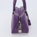 PRADA Tote Bag Leather Purple Silver Auth 213733-5