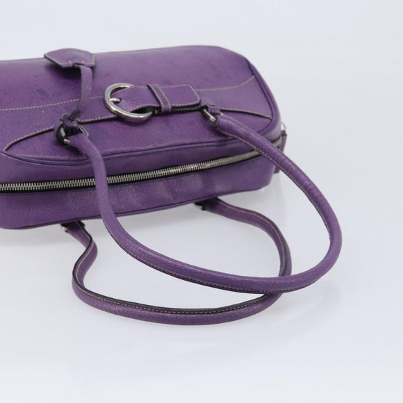 PRADA Tote Bag Leather Purple Silver Auth 213733