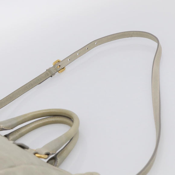 PRADA Vitellolux Hand Bag Leather 2way Gold Light green Auth 213734V