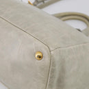 PRADA Vitellolux Hand Bag Leather 2way Gold Light green Auth 213734V-12