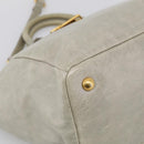 PRADA Vitellolux Hand Bag Leather 2way Gold Light green Auth 213734V-13