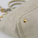 PRADA Vitellolux Hand Bag Leather 2way Gold Light green Auth 213734V-15