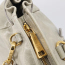 PRADA Vitellolux Hand Bag Leather 2way Gold Light green Auth 213734V-18