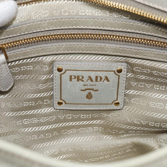 PRADA Vitellolux Hand Bag Leather 2way Gold Light green Auth 213734V