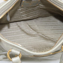 PRADA Vitellolux Hand Bag Leather 2way Gold Light green Auth 213734V-20