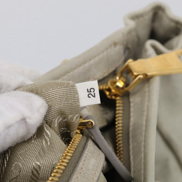 PRADA Vitellolux Hand Bag Leather 2way Gold Light green Auth 213734V