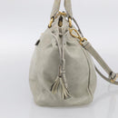 PRADA Vitellolux Hand Bag Leather 2way Gold Light green Auth 213734V-4