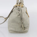 PRADA Vitellolux Hand Bag Leather 2way Gold Light green Auth 213734V-5