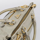 PRADA Vitellolux Hand Bag Leather 2way Gold Light green Auth 213734V-6