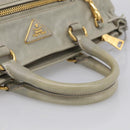 PRADA Vitellolux Hand Bag Leather 2way Gold Light green Auth 213734V-7
