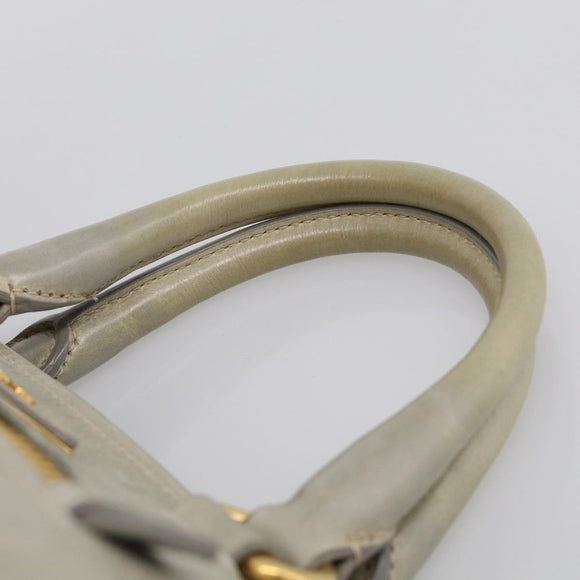 PRADA Vitellolux Hand Bag Leather 2way Gold Light green Auth 213734V