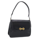 GUCCI Shoulder Bag Leather Black Gold Auth 213735A-1