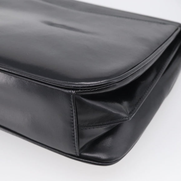 GUCCI Shoulder Bag Leather Black Gold Auth 213735A
