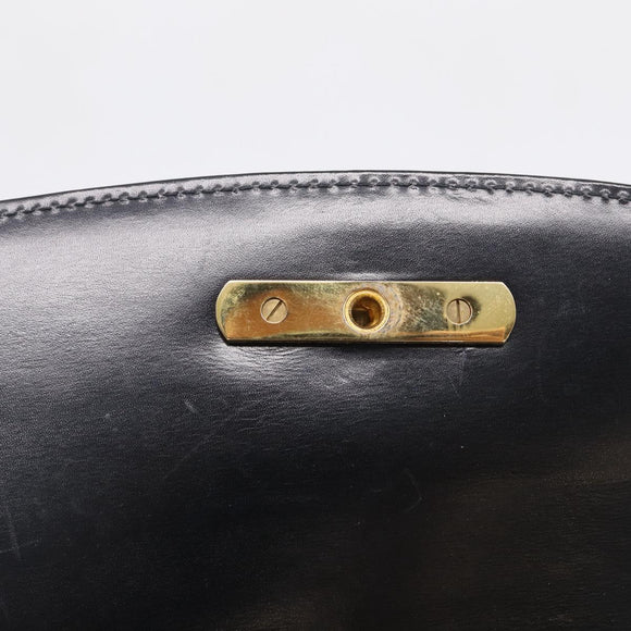 GUCCI Shoulder Bag Leather Black Gold Auth 213735A