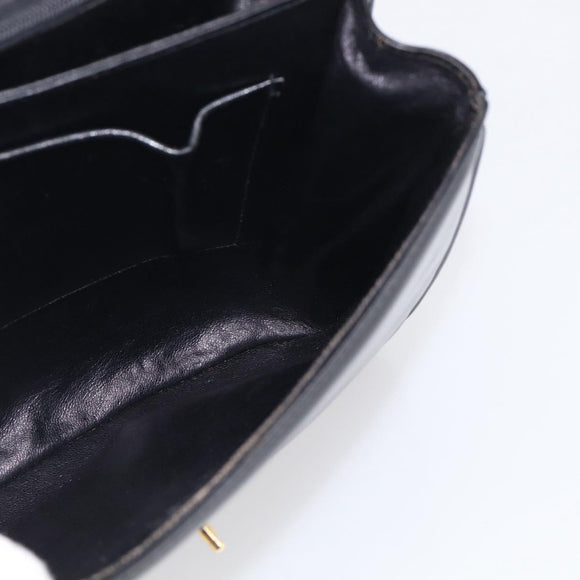 GUCCI Shoulder Bag Leather Black Gold Auth 213735A