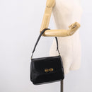 GUCCI Shoulder Bag Leather Black Gold Auth 213735A-26