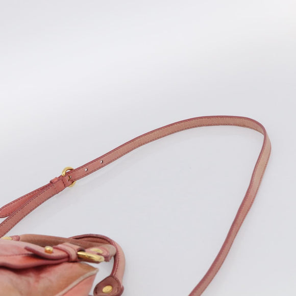 Miu Miu Vitellolux Hand Bag Leather 2way Pink Gold Auth 213736A