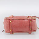 Miu Miu Vitellolux Hand Bag Leather 2way Pink Gold Auth 213736A-12