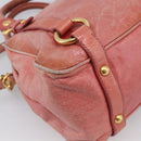 Miu Miu Vitellolux Hand Bag Leather 2way Pink Gold Auth 213736A-14