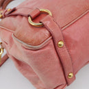 Miu Miu Vitellolux Hand Bag Leather 2way Pink Gold Auth 213736A-16