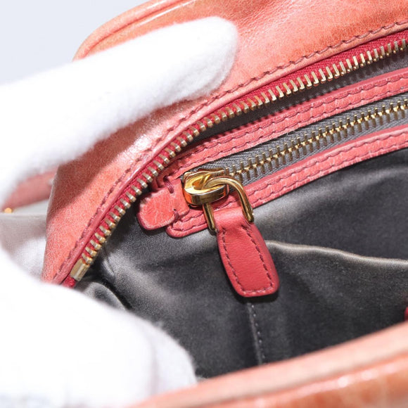 Miu Miu Vitellolux Hand Bag Leather 2way Pink Gold Auth 213736A