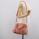 Miu Miu Vitellolux Hand Bag Leather 2way Pink Gold Auth 213736A-27