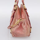 Miu Miu Vitellolux Hand Bag Leather 2way Pink Gold Auth 213736A-5