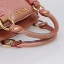 Miu Miu Vitellolux Hand Bag Leather 2way Pink Gold Auth 213736A-7