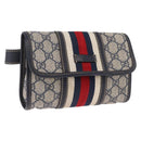 GUCCI GG Supreme Sherry Line Waist Bag PVC Navy Silver 1669 Auth 213739-1