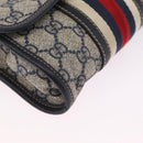GUCCI GG Supreme Sherry Line Waist Bag PVC Navy Silver 1669 Auth 213739-12